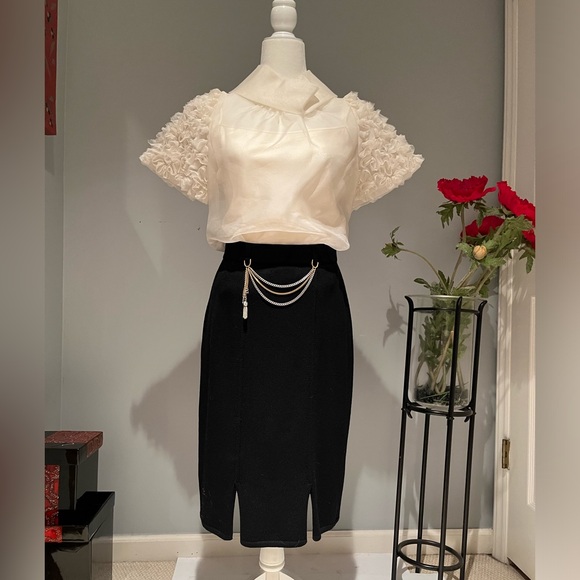 St. John Tops - NEW St. John Couture Silk Organza Rosette Statement Sheer Blouse + Cami …